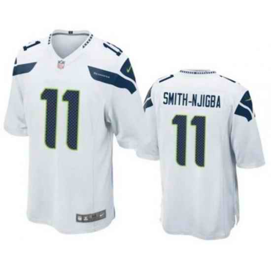 Men Seattle Seahawks 11 Jaxon Smith Njigba White 2023 Draft Stitched Game Jersey